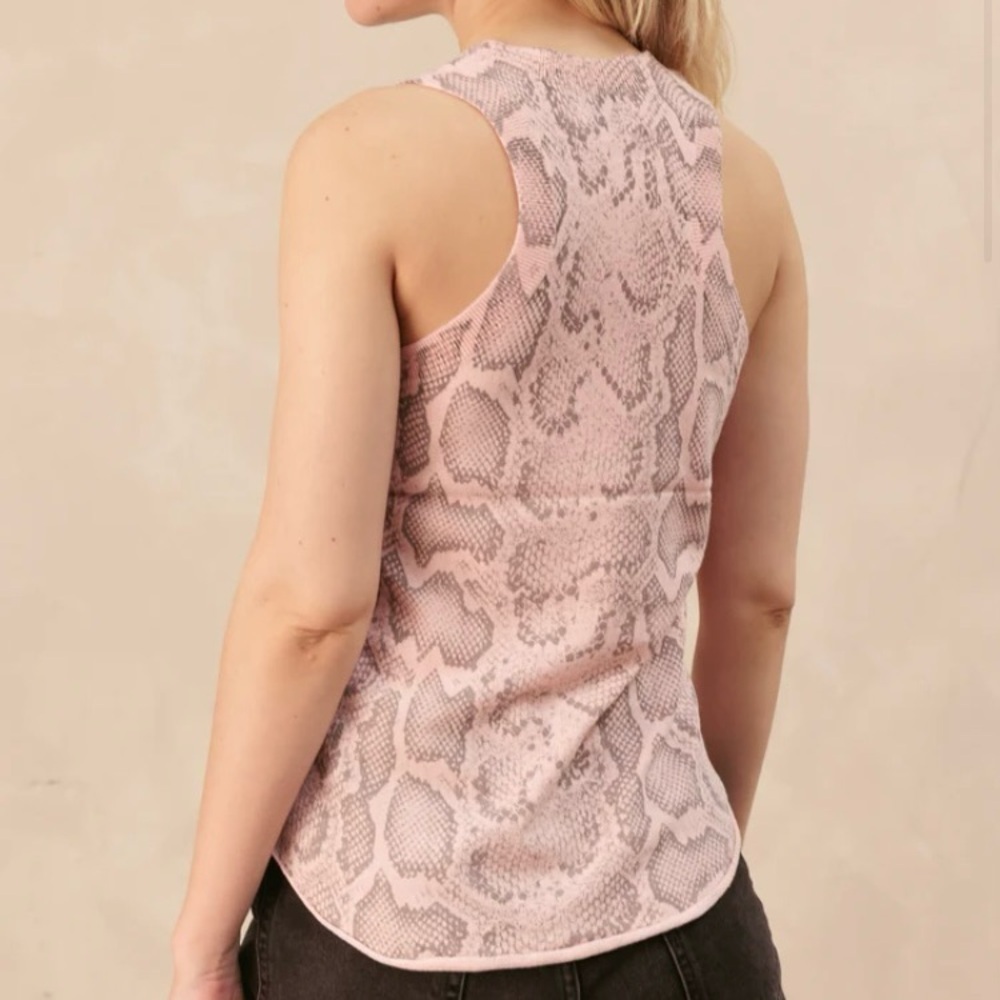 Women’s Sleeveless Pink Animal Print Snakeskin New S/M Mischa Top - Picture 2 of 16